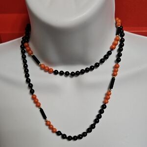 Elegant Black and Orange Coral Rare Women's Necklace